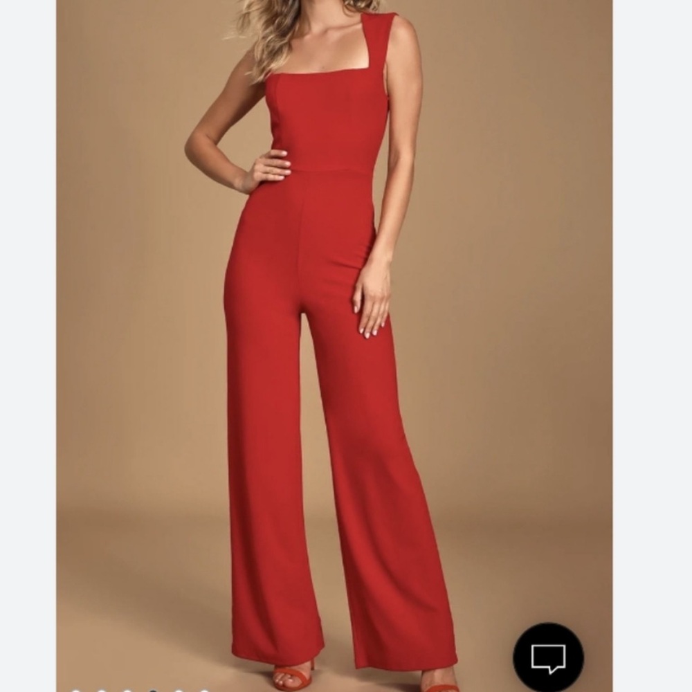 Lulus Enticing Endeavors Red Jumpsuit XS